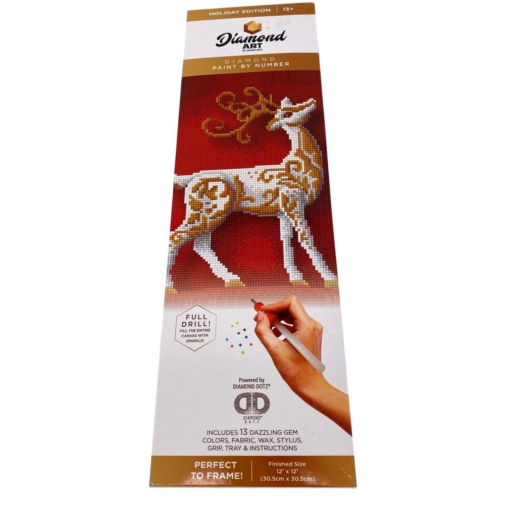 Diamond Art‎  Kit Full Drill Holiday Reindeer 12x12"